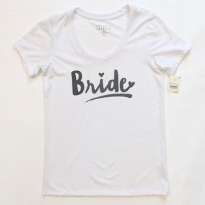 Women's Love & Cherish Soft White Short Sleeve "Bride" Graphic Tee - XS